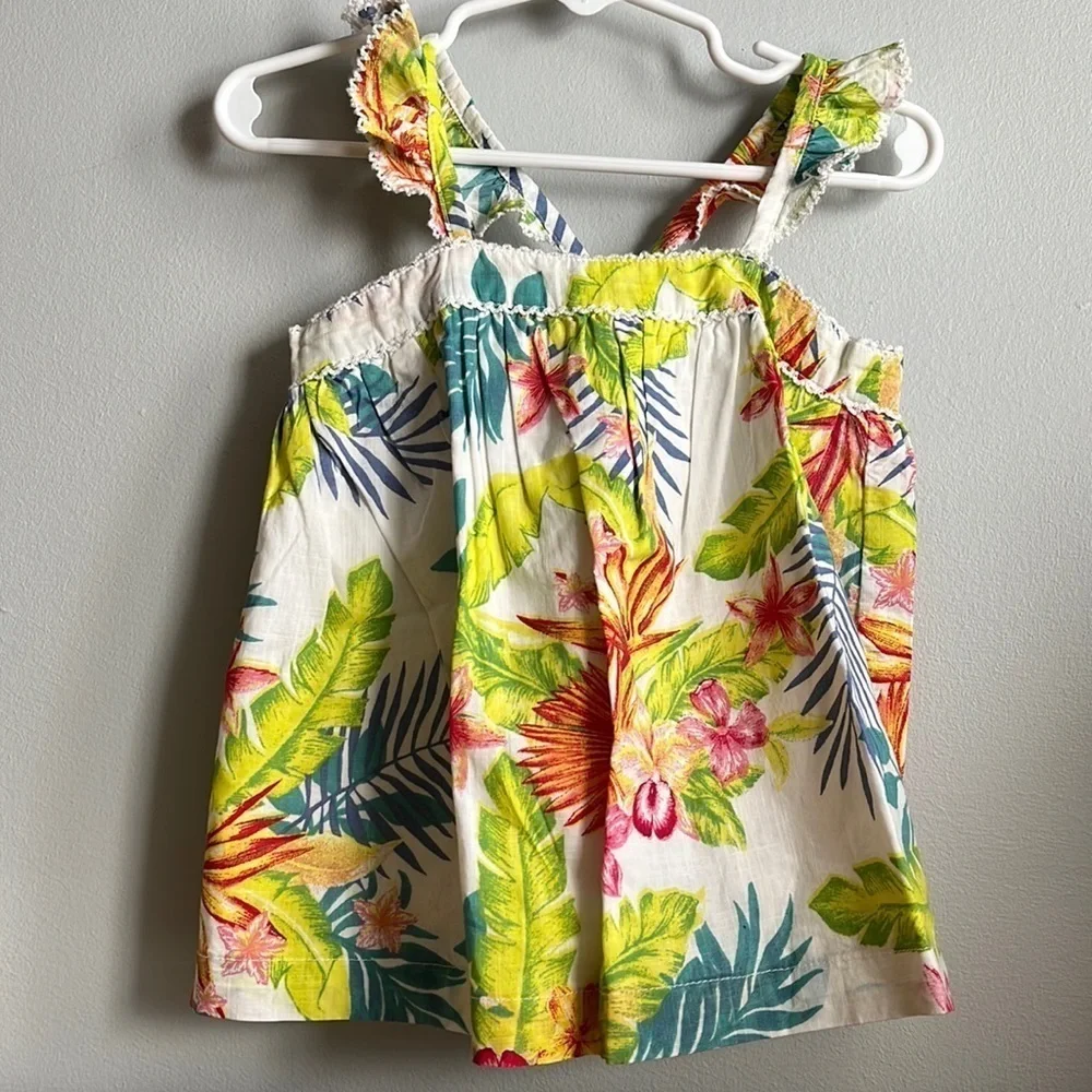 Gap kids Tropical Floral Ruffle Strap Tank Top